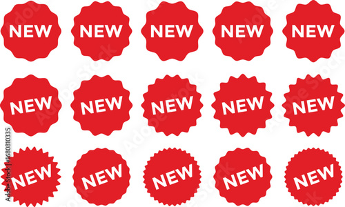 red starburst new. starburst circle shapes icon. Discount price tag for retail marketing. red sale stickers and promotional labels
