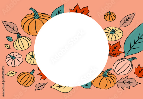 autumn frame with pumpkins