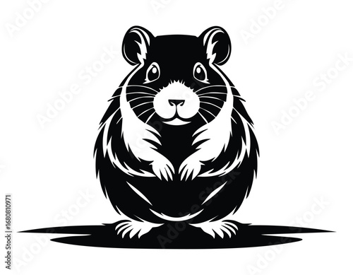 Hamster Animal Vector Logo in Black and White, Minimalist and Simple Design, Perfect for Wildlife Branding, Nature Illustration, and Unique Animal Identity
