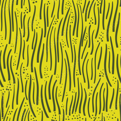 Seamless Pattern with Brush Strokes and Dots – Grass Meadow Inspired Hand-Drawn Texture for fabric, textile design, men’s and women’s clothing, fashion accessories, packaging, or wallpapers