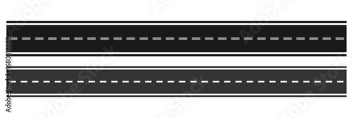 straight roadway elements,  horizontal highway icon vector. top view asphalt road vector template.