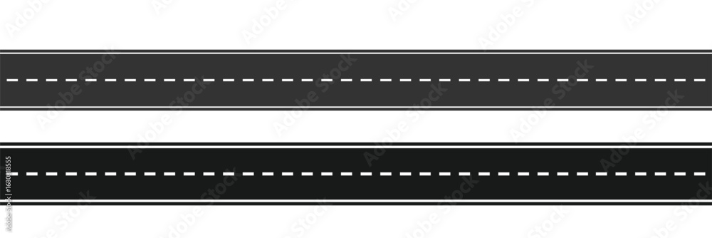 Obraz premium straight roadway elements, horizontal highway icon vector. top view asphalt road vector template.