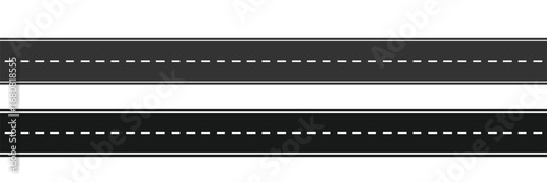 straight roadway elements,  horizontal highway icon vector. top view asphalt road vector template.