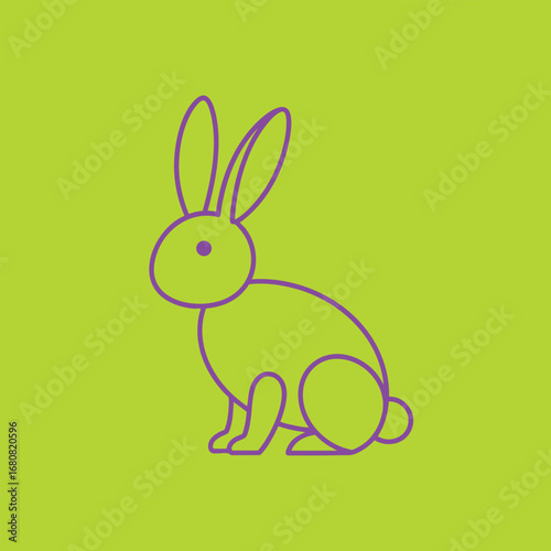 Playful cartoon rabbit illustration on a bright neon background, ideal for children's content and playful designs