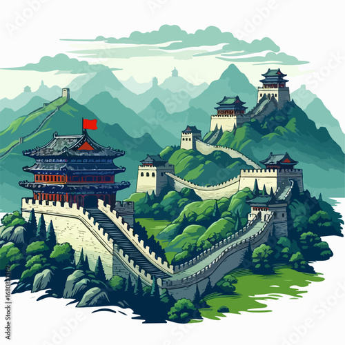 premium vector illustration of the Great Wall of China