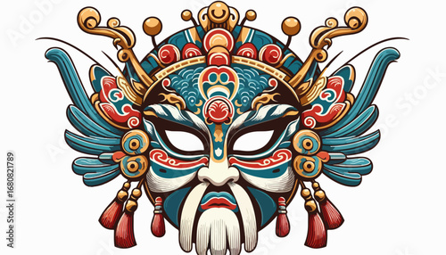 vector illustration of a characters mask in Beijing opera