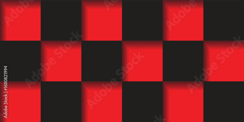 Abstract red and black checkered seamless pattern background. Modern geometric square design for textile, digital, and graphic use. Stylish bold texture for creative projects.