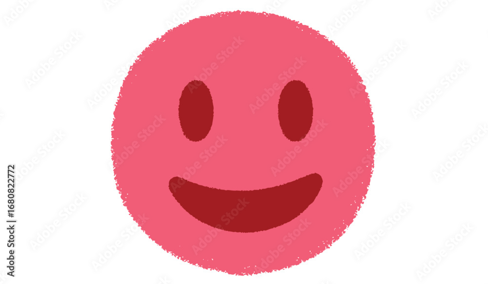 Fototapeta premium A simple hand drawn pink oval with a cheerful smiley face isolated on white background