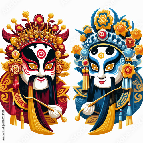 vector illustration of a characters mask in Beijing opera