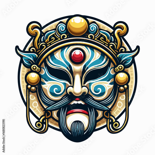 vector illustration of a characters mask in Beijing opera