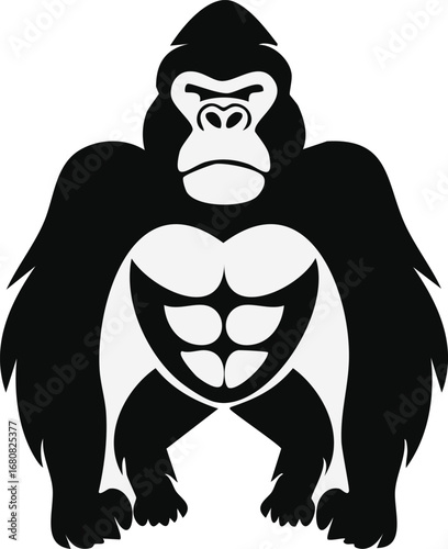 Gorilla Monkey Vector Logo in Black and White, Modern Minimalist Animal Design, Ideal for Wildlife Branding, Nature Illustration, and Distinctive Identity
