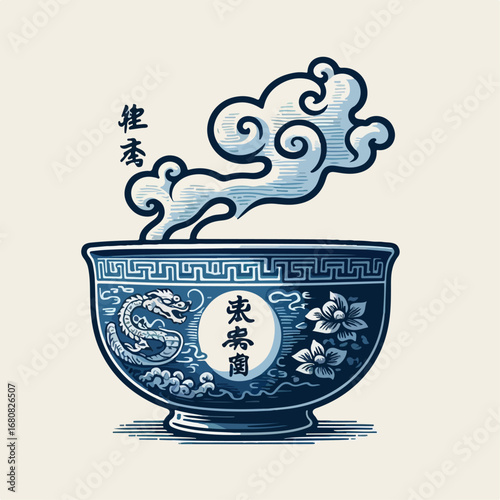 vector illustration of chinese porcelain