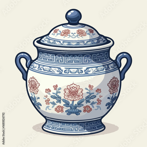 vector illustration of chinese porcelain. traditional