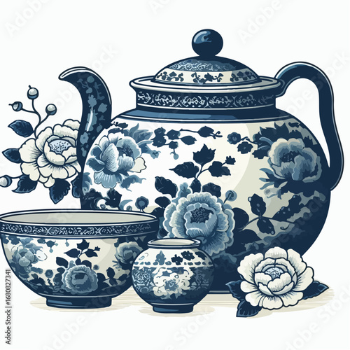 vector illustration of chinese porcelain