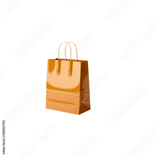 A small orange shopping bag - Transparent Background
