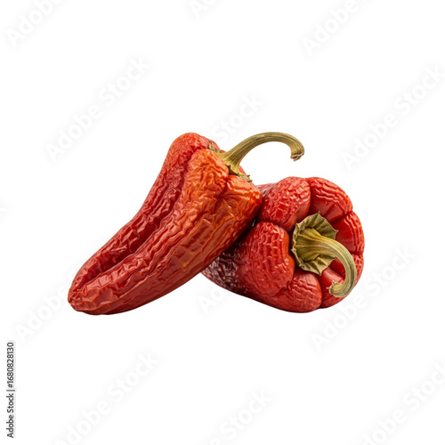 Two red peppers on a black background - Transparent Background