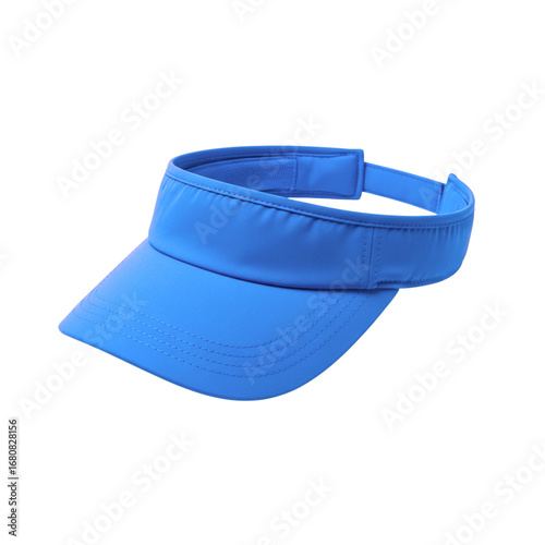 A blue vise hat with a white stitching on the side - Transparent Background