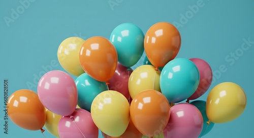 Wallpaper Mural Colorful Balloon Bunch Floating on Light Blue Background for Celebration or Party Decorations and Festive Occasions Joyful Decoration Torontodigital.ca