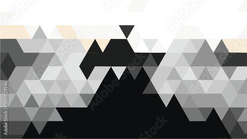 Abstract geometric pattern of triangles in shades of gray and black creating a dynamic and modern visual texture with a sense of depth and movement