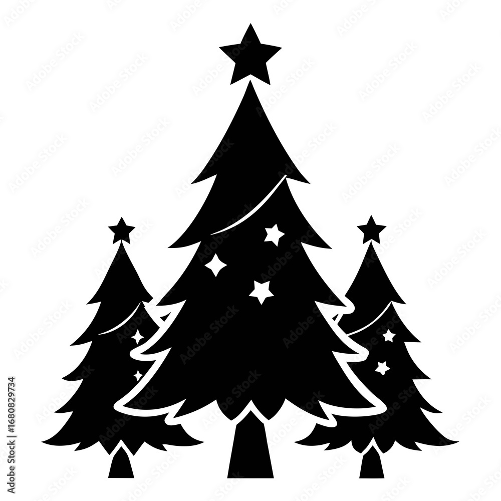Obraz premium Christmas trees vector clean black silhouette design white background