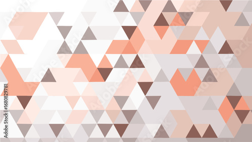 Abstract geometric pattern with pastel pink orange and brown triangles creating a soft and modern mosaic background texture