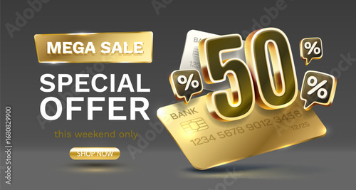 50 Cash back service, financial payment label. Vector illustration