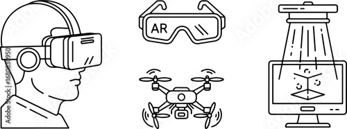 Explore the future with VR headsets, AR glasses, drones, and interactive 3D projections