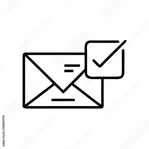 Envelope with checkmark symbol indicating message received  