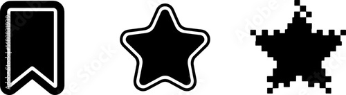 Bookmark and star favorites selection, including pixel art for retro game asset design and social media icons