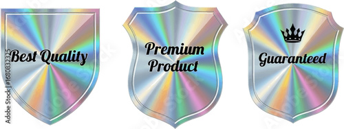 Stunning holographic badges assure customers of premium quality and guaranteed satisfaction for products.