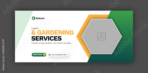 Lawn & gardening service facebook cover web banner design