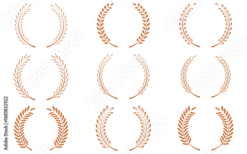 Collection of Black and Golden Laurel Wreaths Set – Award, Recognition, Silver Bronze Vector Icons for Luxury and Elegant Design