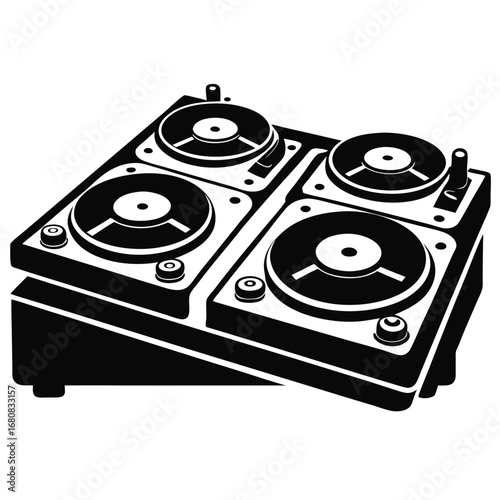 DJ turntables vector clean black silhouette design white background