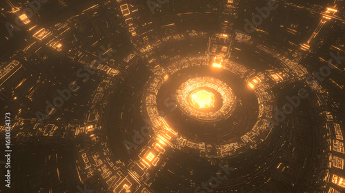 Abstract Golden Geometric Pattern Design