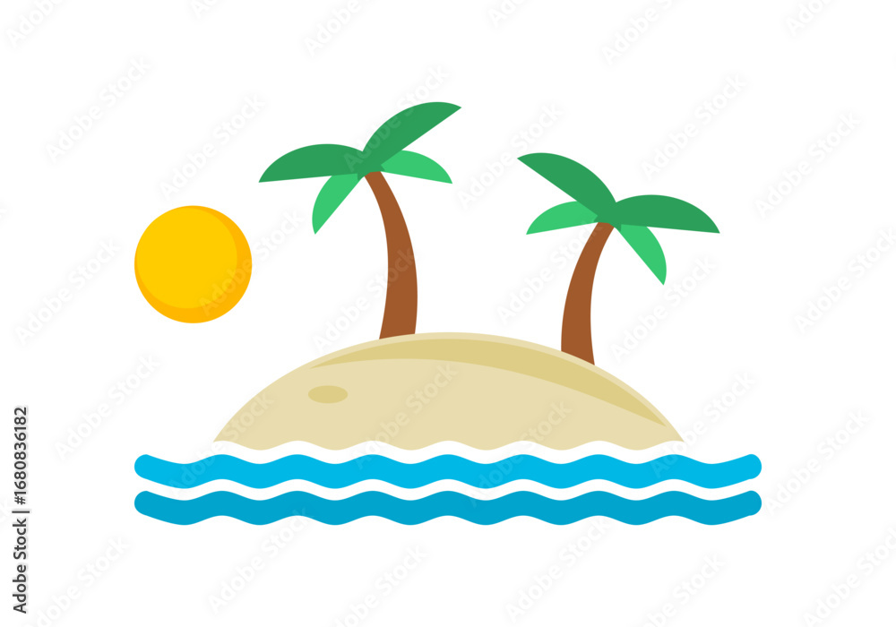 Fototapeta premium Island sea with coconut tree in day time flat vector design