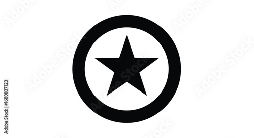 Vector illustration of black star inside a circle, a simple design