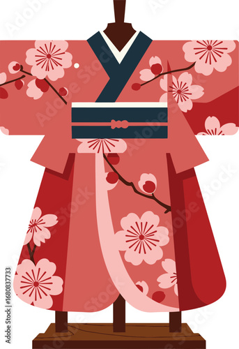 Elegantly rendered digital artwork of a graceful figure dressed in a beautifully detailed traditional kimono, celebrating the rich heritage and timeless aesthetics of Japanese fashion and culture.