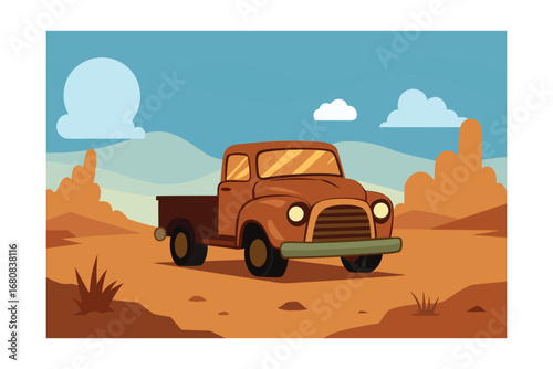 Rusty Old Truck Abandoned in the Desert