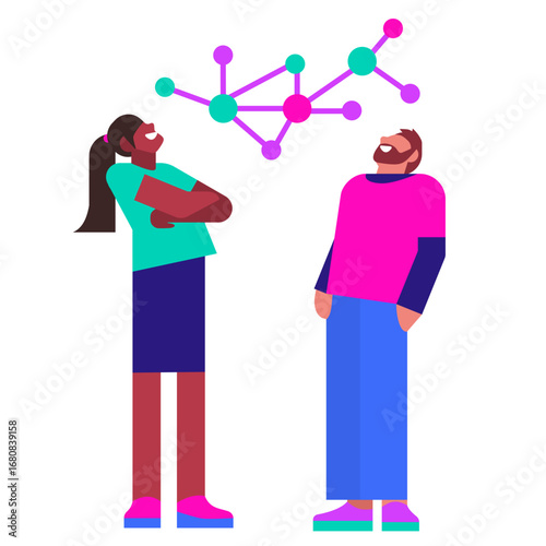 Engineers analyzing artificial neural network