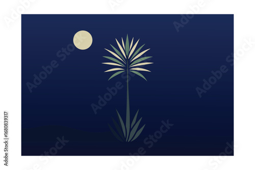 Poetic Scene of Yucca in the Moonlight