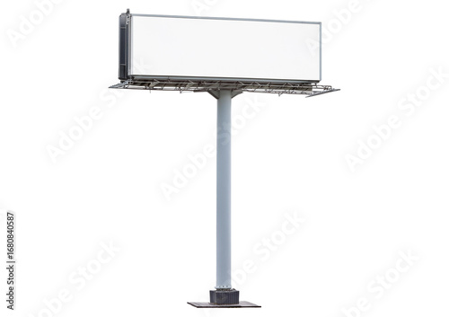 Blank advertising billboard isolated on a transparent or white background, cut out.