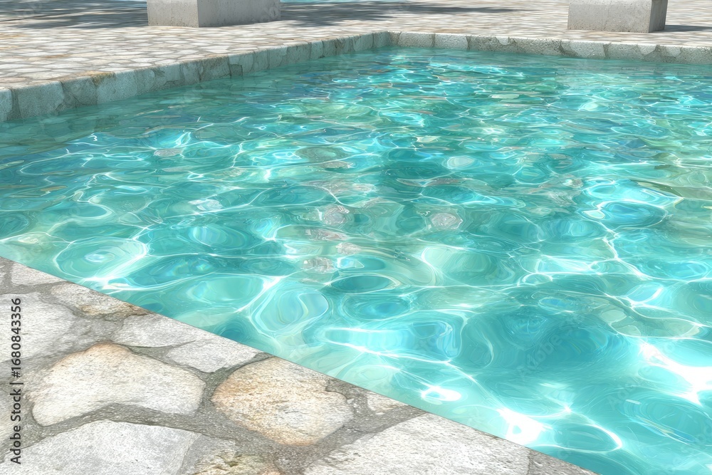 Obraz premium Sunny turquoise pool, stone edge