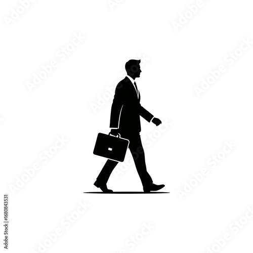 A stylized figure plays an acoustic guitar while walking.