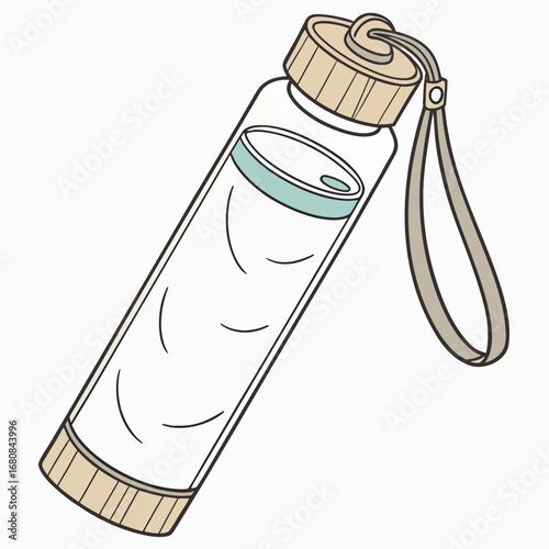 Illustration of a reusable water bottle, promoting ecofriendly hydration and a healthy lifestyle, perfect for sports, fitness, and travel