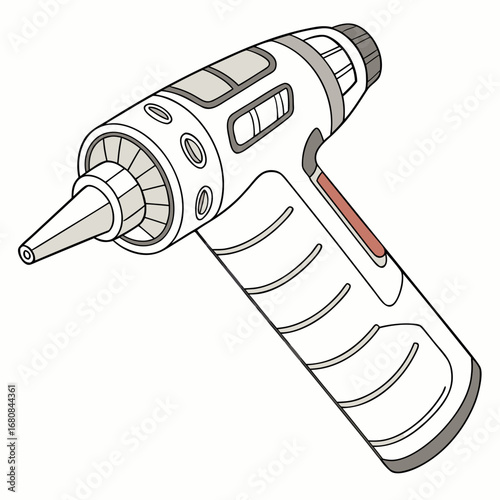 Illustration of an otoscope, , a medical device used for ear examinations, representing healthcare, diagnosis, and audiology in a clean design