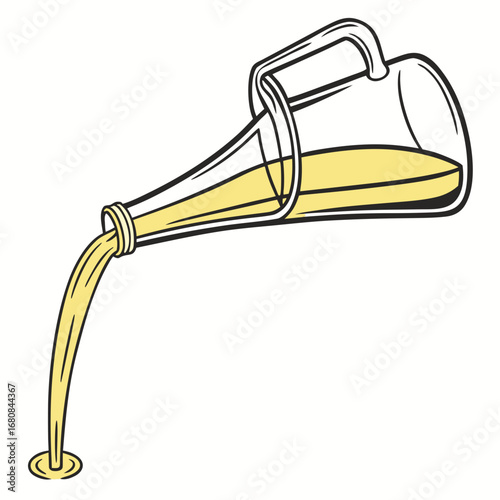 Illustration of oil pouring from a pitcher, , perfect for culinary themes, healthy eating, and showcasing ingredients in cooking and foodrelated designs