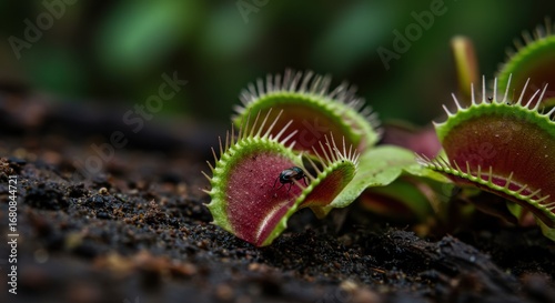 Wallpaper Mural Close-Up of a Venus Flytrap with an Ant Inviting Nature's Predatory Beauty in a Forest Setting Torontodigital.ca