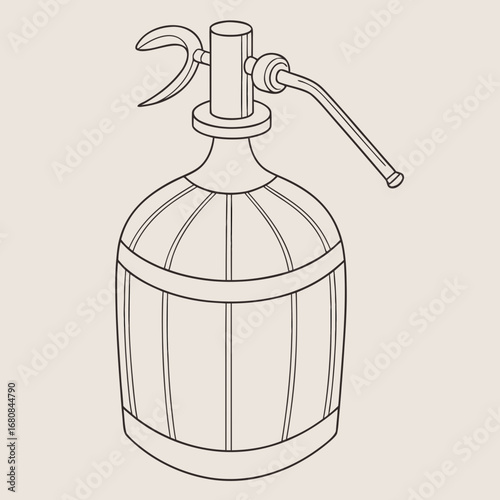 Vector art of vintage soda siphon bottle illustration retro style glass bottle with a siphon for dispensing carbonated water, club soda, or seltzer oldfashioned beverage dispenser for bar or home use