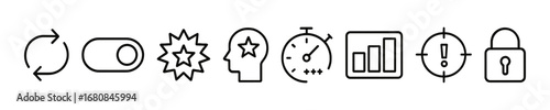 Computer Game Elements Vector Outline Icon Set