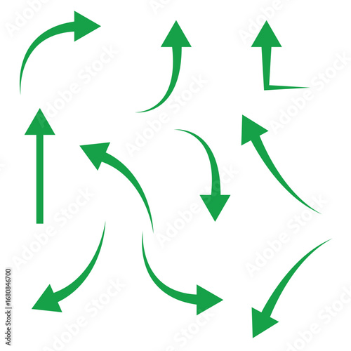 Green Arrow Icons Collection – Directional Arrows Vector Set